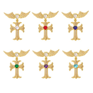 Zircon Wing Cross Necklace Pendant - Hip-hop DIY Accessories