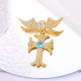Zircon Wing Cross Necklace Pendant - Hip-hop DIY Accessories