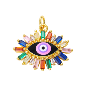 Copper Evil Eye Pendant Necklace Rope Chain Jewelry Gift