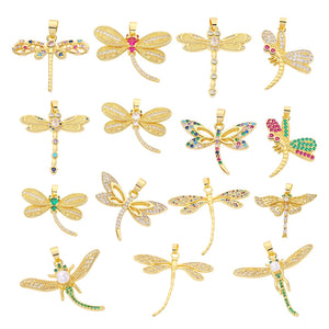 Colorful Zircon Insect Pendant Necklace Set