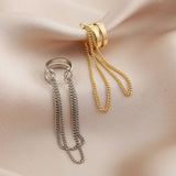 Long Tassel Ear Cuff Multilayer No Piercing Hook Clip Earrings for Women