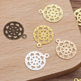 13mm Antique Bronze Filigree Brass Flowers Pendant Charms DIY Jewelry Making