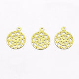 13mm Antique Bronze Filigree Brass Flowers Pendant Charms DIY Jewelry Making