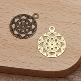 13mm Antique Bronze Filigree Brass Flowers Pendant Charms DIY Jewelry Making