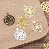 13mm Antique Bronze Filigree Brass Flowers Pendant Charms DIY Jewelry Making