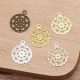 13mm Antique Bronze Filigree Brass Flowers Pendant Charms DIY Jewelry Making