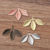 50PCS 31*23mm Metal Copper Filigree Leaf Charms Pendant DIY Jewelry Making