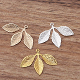 50PCS 31*23mm Metal Copper Filigree Leaf Charms Pendant DIY Jewelry Making