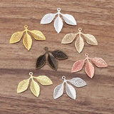50PCS 31*23mm Metal Copper Filigree Leaf Charms Pendant DIY Jewelry Making