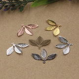 50PCS 31*23mm Metal Copper Filigree Leaf Charms Pendant DIY Jewelry Making