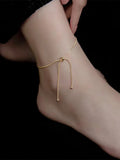 Sterling Silver S925 Anklet 2 Adjustable Snake Chain Women Jewelry A001