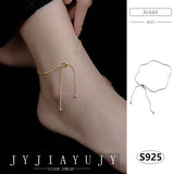Sterling Silver S925 Anklet 2 Adjustable Snake Chain Women Jewelry A001