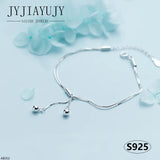 Sterling Silver S925 Beads Bracelet Anklet Hypoallergenic Women Fine Jewelry