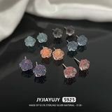 Sterling Silver Flower Rose Multilayer Petal Earrings
