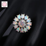 Flower Fire Opal Wedding Ring for Women