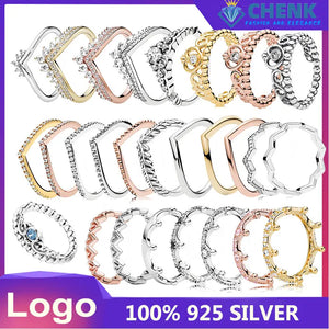 Princess Wishbone Ring 925 Silver Rose High Jewelry