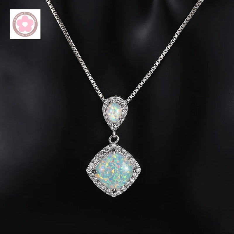 Fire Opal Zircon Pendant for Women