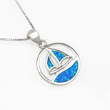 Sailboat Opal Pendant Necklace - Nautical Jewelry