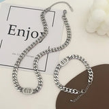Exaggerated Titanium Steel Thick Chain Letter Necklace Women Hip Hop