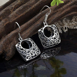 925 Silver Hoop Earrings Vintage Hollow Pattern Women Mothers Gift