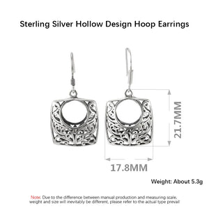 925 Silver Hoop Earrings Vintage Hollow Pattern Women Mothers Gift
