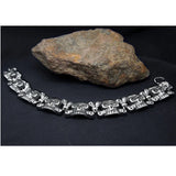 Men's Stainless Steel Skull Link Bracelet Gothic Style Silver