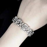 Men's Stainless Steel Skull Link Bracelet Gothic Style Silver