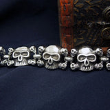Men's Stainless Steel Skull Link Bracelet Gothic Style Silver