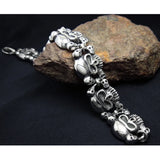 Men's Stainless Steel Skull Link Bracelet Gothic Style Silver