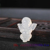Jade Angel Pendant Chalcedony Charm Necklace