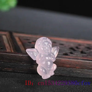 Jade Angel Pendant Chalcedony Charm Necklace