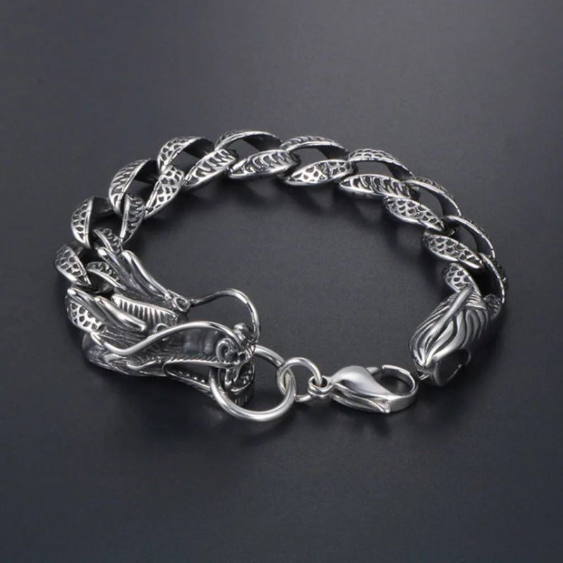Angle Titanium Stainless Steel Dragon Bracelet Men Jewelry