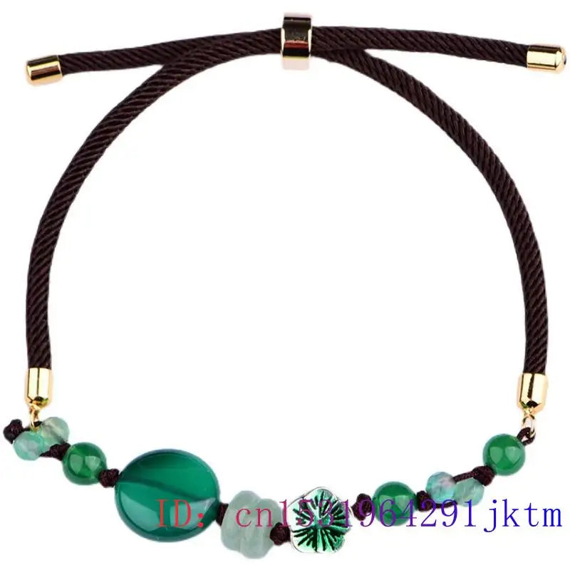 Green Jade Anklet for Women - Vintage Chinese Carved Stone Jewelry