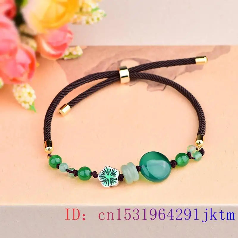 Green Jade Anklet for Women - Vintage Chinese Carved Stone Jewelry