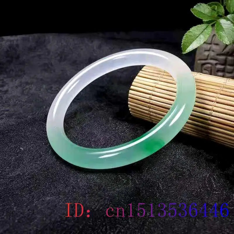 Green Jade Bangle Bracelet Jadeite Jewelry Amulet Chinese Carved