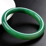 Green Agate Bangles Round Bar Bracelet Jewelry