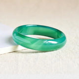 Natural Agate Bangles Green Red Flat Bracelet Jewelry