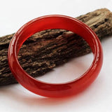Natural Red Green Agate Bangles Flat Bracelet Jewelry