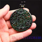 Jade Bat Pendant Green Charm Necklace Chinese Amulet Natural Carved