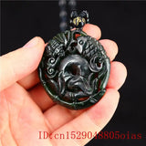 Jade Bat Pendant Necklace Natural Green Fish Carved Amulet Chinese Charm