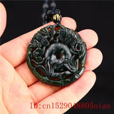 Jade Bat Pendant Necklace Natural Green Fish Carved Amulet Chinese Charm