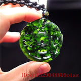 Jade Bat Pendant Necklace Natural Green Fish Carved Amulet Chinese Charm