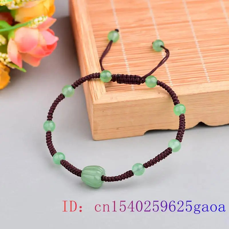 Green Jade Beaded Anklets for Women Men Vintage Stone Charms Jewelry