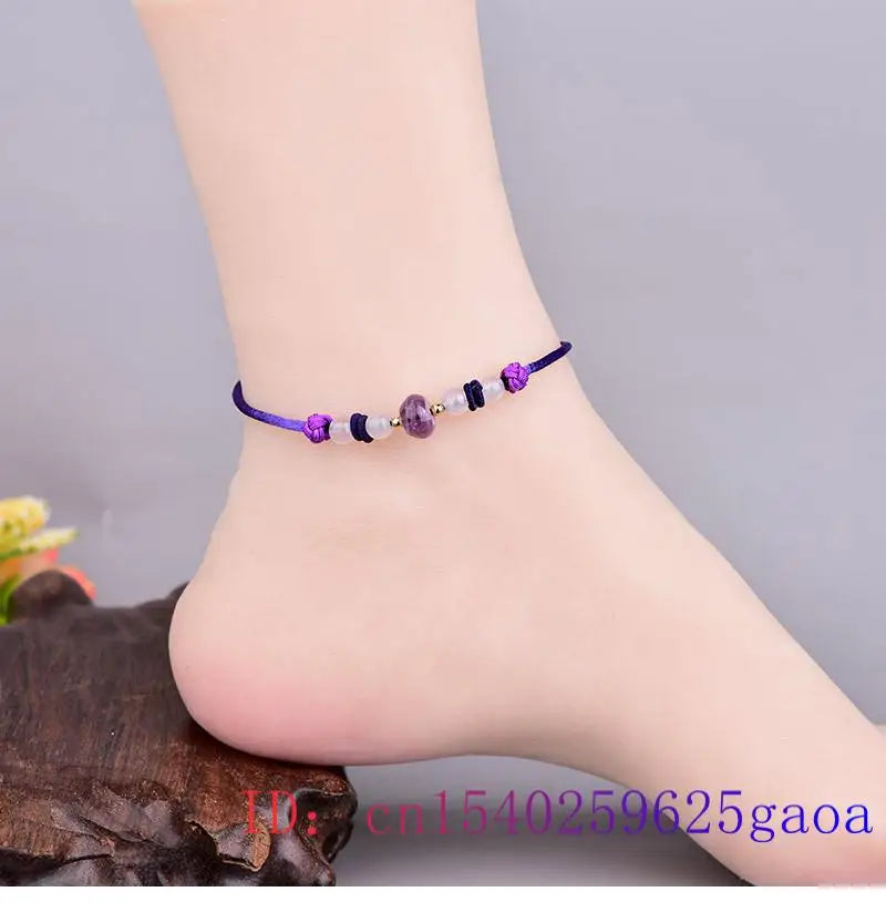 Vintage Chinese Jade Beaded Anklets Natural Charm Talismans