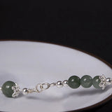 Jade Beads Bracelet 925 Silver Crystals Jewelry Armband