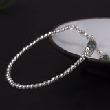 Jade Beads Bracelet 925 Silver Crystals Jewelry Armband