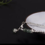 Jade Beads Bracelet 925 Silver Crystals Jewelry Armband