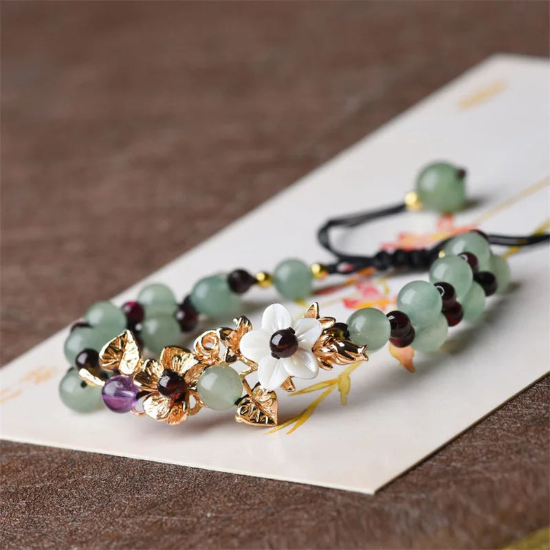 Jade Beads Bracelets Green Bangles Gemstone Accessories Chinese Stone Amulets