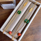 Retro Style Sterling Silver Gilding Emerald Jade Bracelet