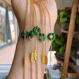 Retro Style Sterling Silver Gilding Emerald Jade Bracelet